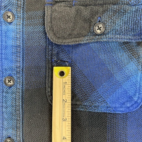 Cabela's Shirt Mens Medium Blue Black Plaid Flannel Long Sleeve Button Front - Picture 8 of 11